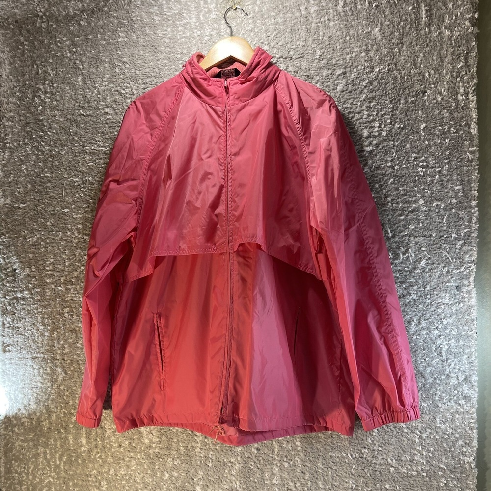 Woolrich Women Windbreaker Jacket Pink XL Nylon Lightweight Pockets Hooded